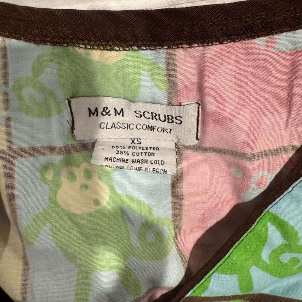 Colorful Monkey Patterned Scrub Top - image 3